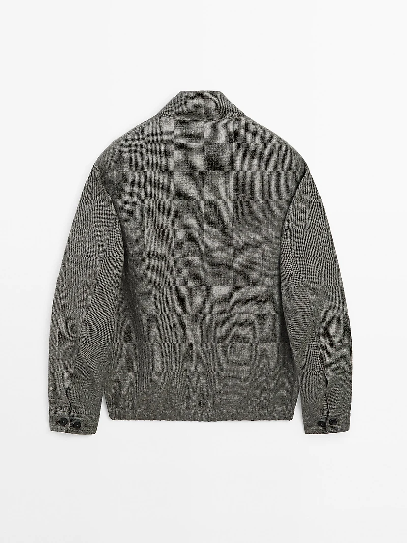 Faded textured linen blend jacket