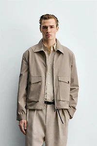 RELAXED FIT PLAID TEXTURED JACKET