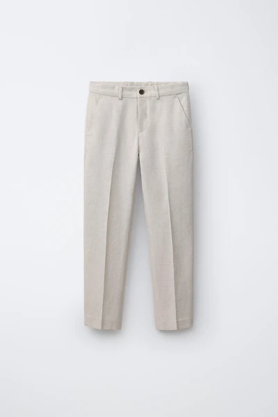 COTTON LINEN BLEND SUIT PANTS