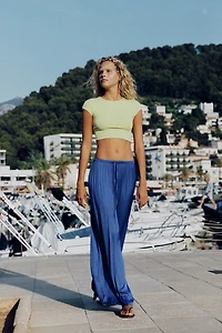 PANTALON FLUIDE PALAZZO À POIS