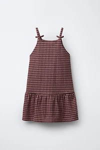 PLAID PINAFORE DRESS WITH BOWS