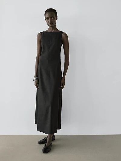 Long flowing linen blend dress
