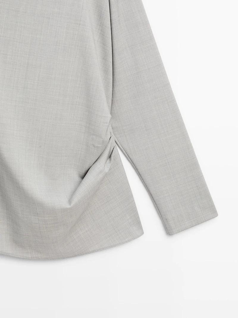 100% wool asymmetric ruffled blouse - STUDIO