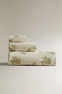 VELOUR FLORAL PRINT BATH TOWEL