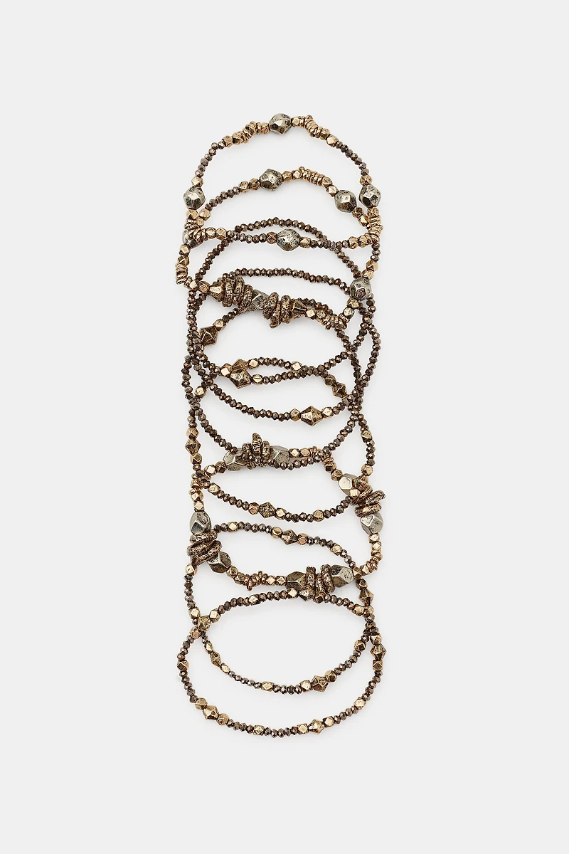PACK OF 9 ELASTIC MIXED-METAL BRACELETS