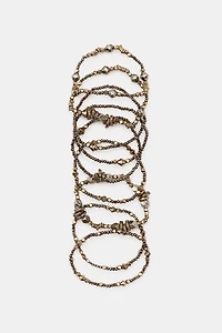 PACK OF 9 ELASTIC MIXED-METAL BRACELETS