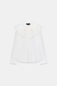 EMBROIDERED PETER PAN COLLAR POPLIN SHIRT