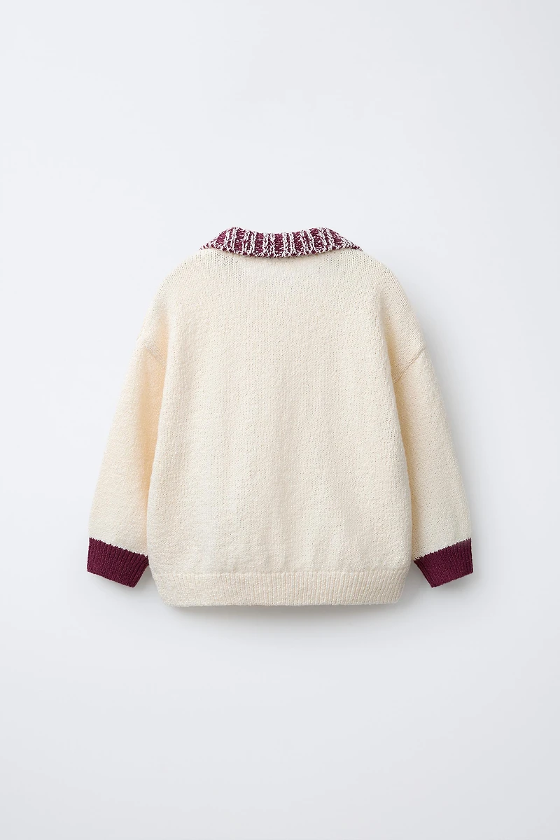 KNIT RIB COLLAR POLO SHIRT
