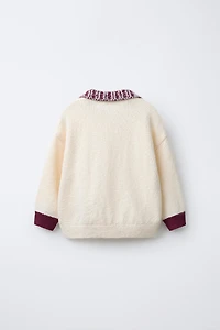 KNIT RIB COLLAR POLO SHIRT