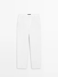 Slim fit linen blend trousers