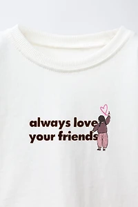 FLOCKED TEXT T-SHIRT