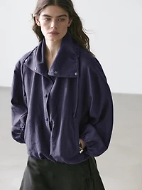 100% linen bomber jacket with collar detail