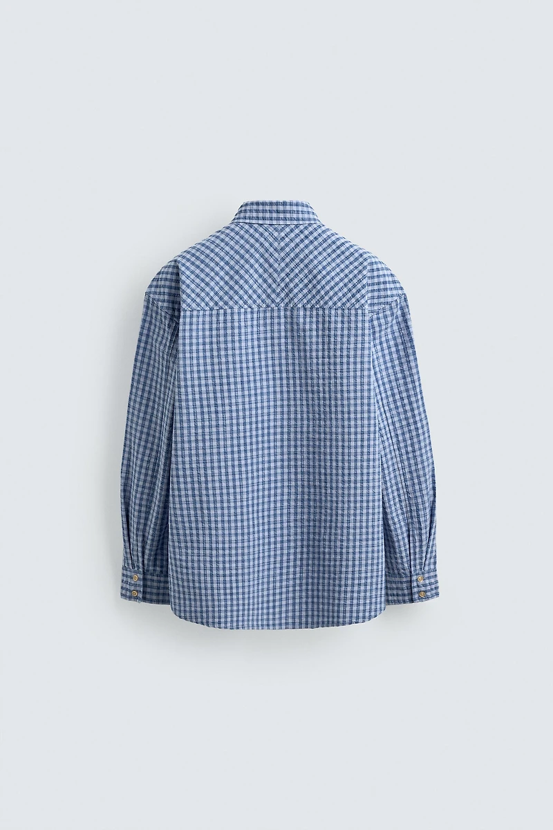 RELAXED FIT TEXTURED PLAID SHIRT
