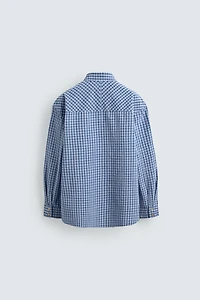 RELAXED FIT TEXTURED PLAID SHIRT