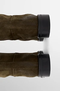 Oiled split suede riding boots