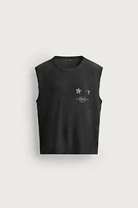 WASHED GRAPHIC KNIT TANK TOP