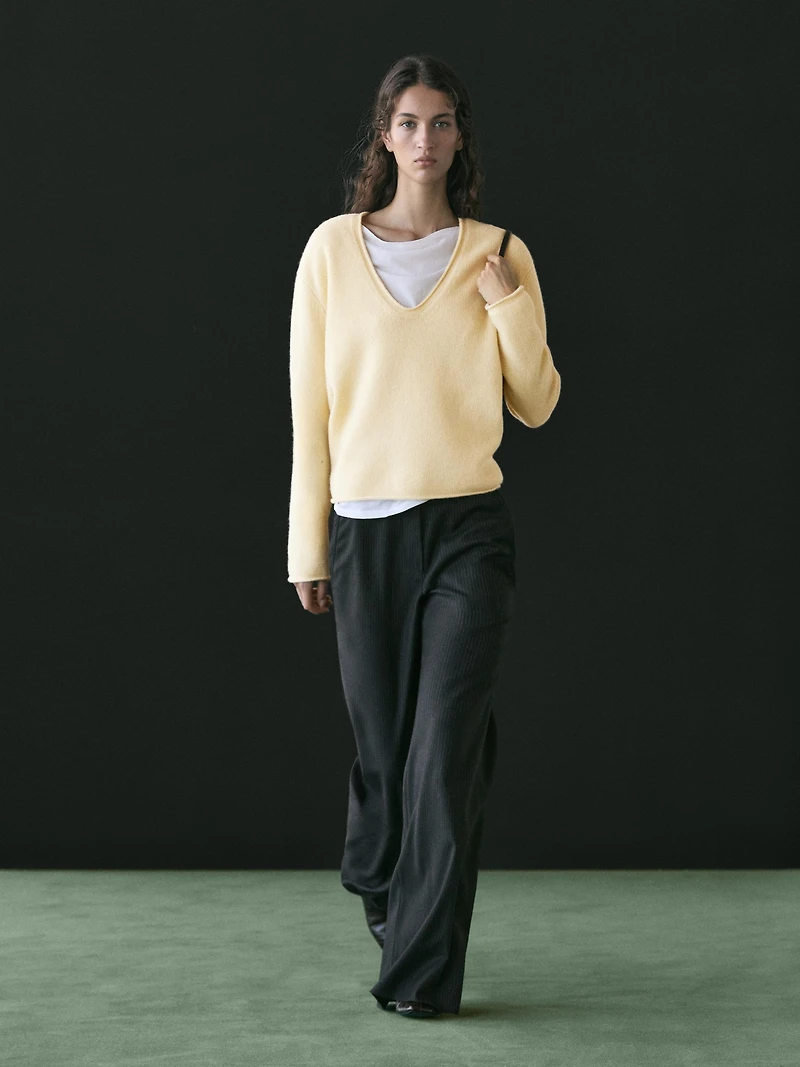 Flare fit pinstripe trousers