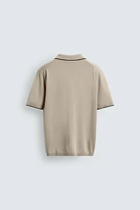 CONTRAST RIB KNIT POLO SHIRT
