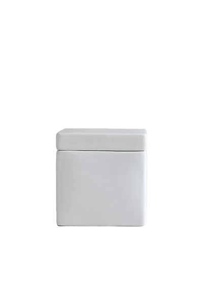 WHITE EARTHENWARE BATHROOM ORGANIZER JAR