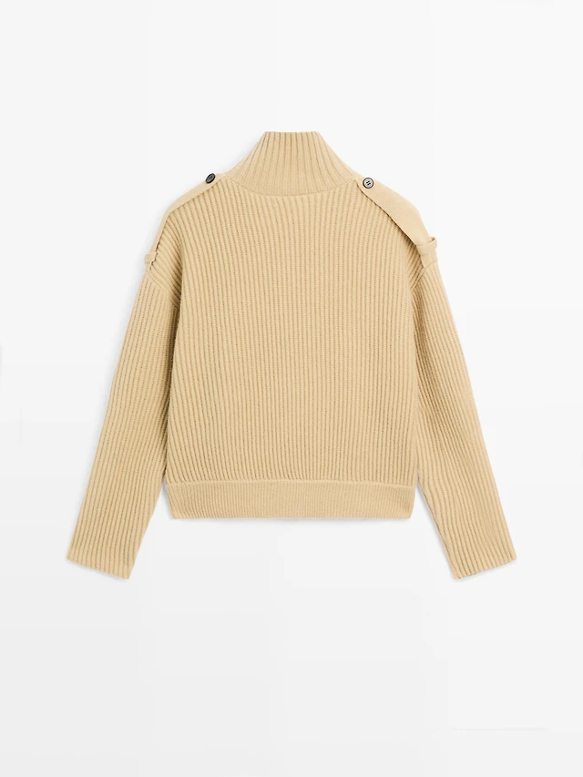 Zara 100% wool turtleneck knit cardigan Place Rosemère