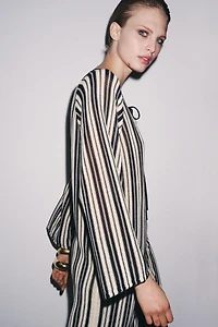 STRIPED KNIT DRESS WITH LINEN