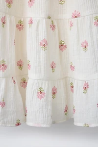 TEXTURED RUFFLED FLORAL DRESS