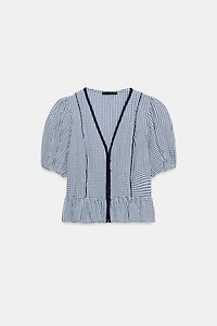 GINGHAM PEPLUM BLOUSE