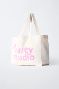 PRINTED AND TEXT TOTE BAG