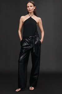 PLEATED LEATHER BELTED PANTS 50TH ANNIVERSARY