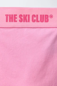 EMBOSSED TEXT RIBBED THERMAL LEGGINGS