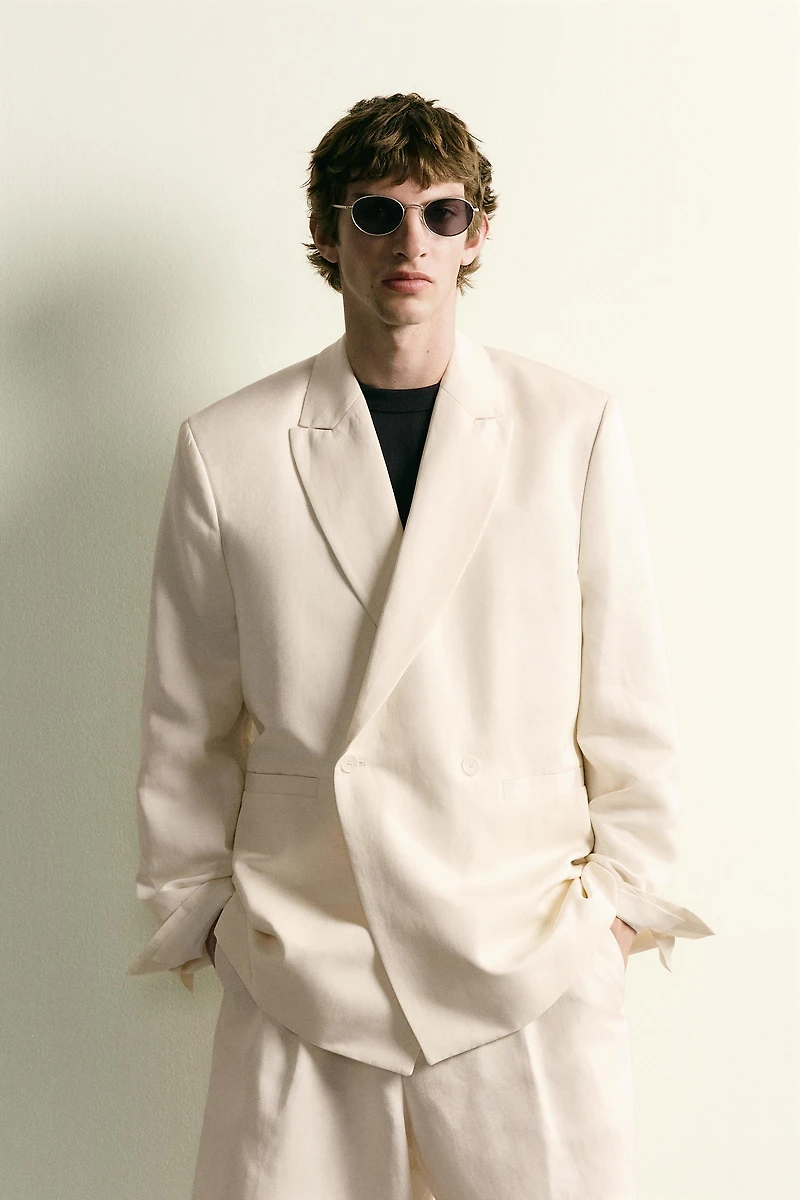 VISCOSE - LINEN DOUBLE-BREASTED BLAZER