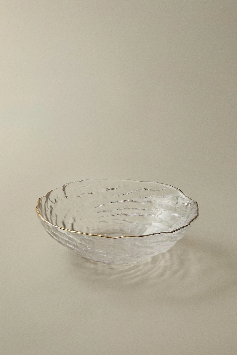 GLASS BOWL WITH GOLD RIM