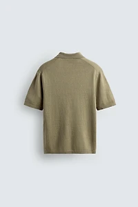 POLO EN MAILLE REGULAR FIT COTON ET LIN