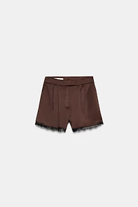 SATIN LACE TRIM SHORTS