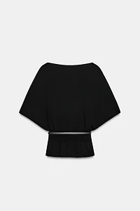 BELTED KNIT TOP