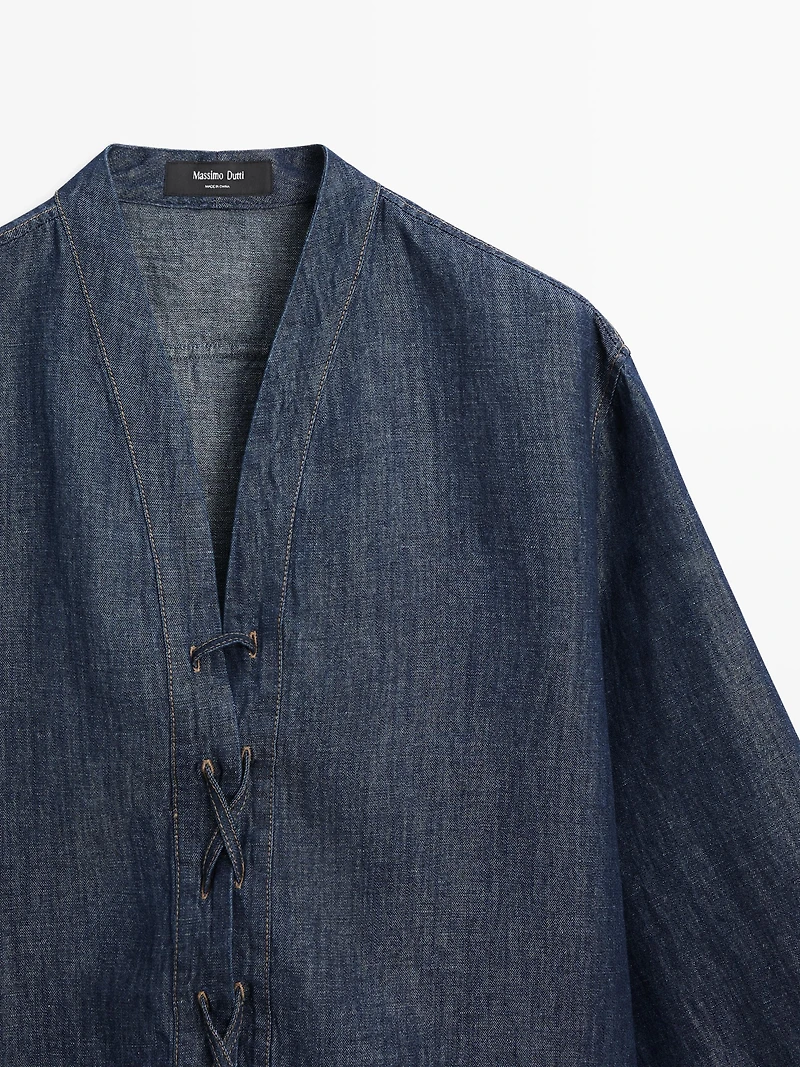 Chemise en jean et lin total look