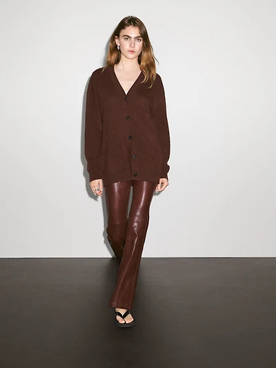 100% cashmere V-neck oversize cardigan