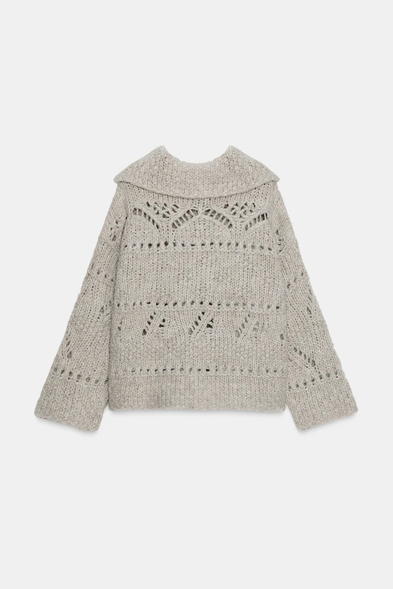 POINTELLE CHUNKY KNIT CARDIGAN