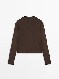 Pull à col montant en maille de laine mélangée