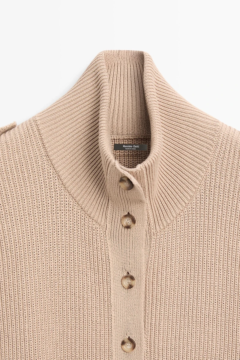 100% cotton button-detail knit vest