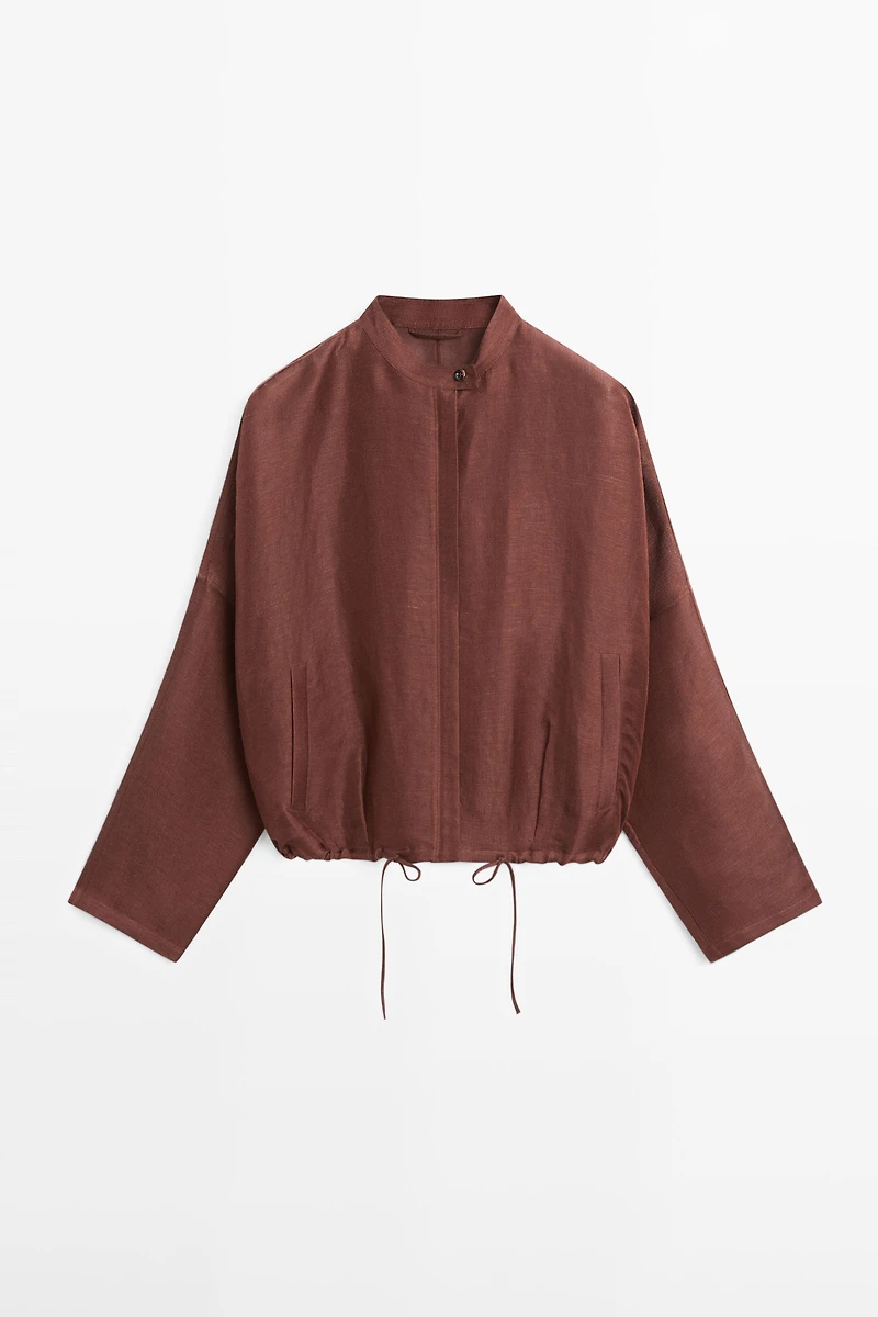 Veste bomber en mélange de lin