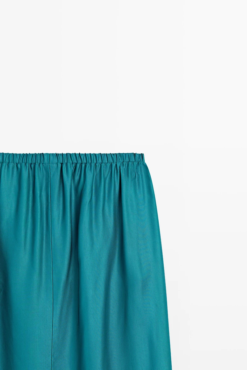 Satin midi skirt with pockets
