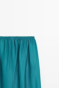 Satin midi skirt with pockets