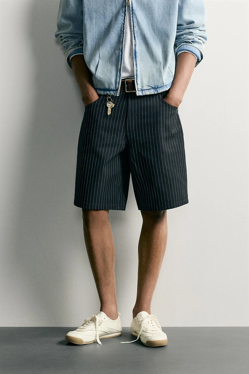 PINSTRIPE BAGGY FIT SHORTS