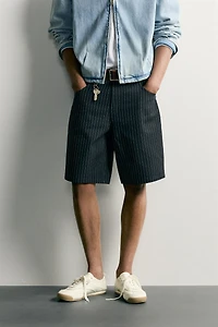 PINSTRIPE BAGGY FIT SHORTS