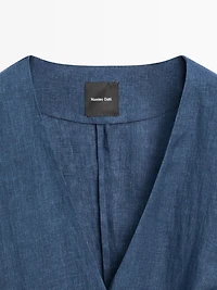 Linen total look denim-effect kimono