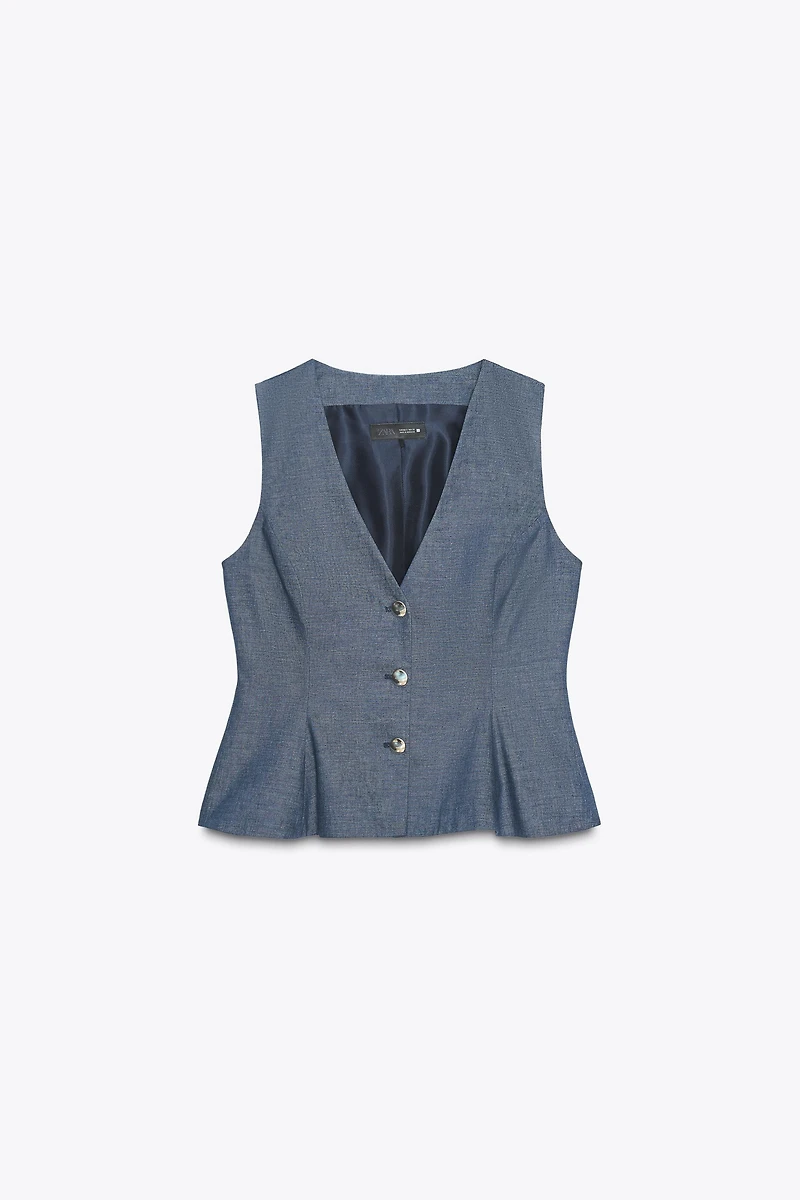 GILET PEPLUM EN LIN