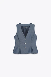 GILET PEPLUM EN LIN