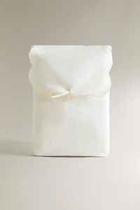 EMBROIDERED LINEN AND COTTON SHOWER CURTAIN