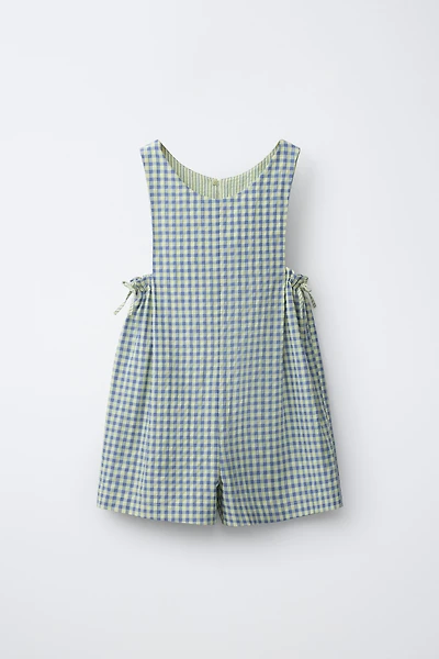 SHORT GINGHAM JUMPSUIT WITH BOWS